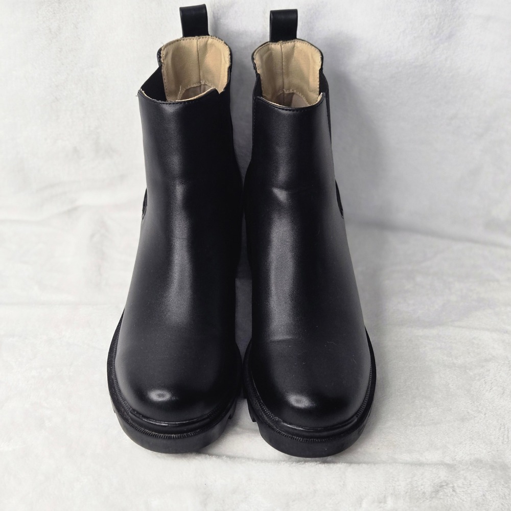 Steve Madden Amulet Black Lug Sole Chelsea Ankle Boots AMUL01S1 Womens 9.5M - Picture 5 of 10